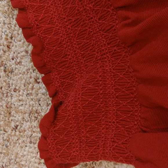 Size X's SNIDEL DOUBLE LAYERED RUFFLE HEM BOHO KAWAII SKIRT RED - Picture 14 of 16